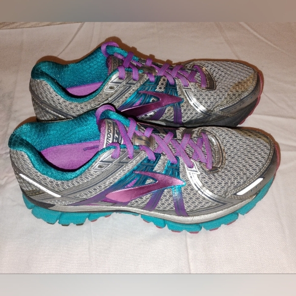 Brooks Adrenaline GTS 17 Running Shoes Silver/Purple Cactus Flower/Bluebird 8.5 - Picture 2 of 10